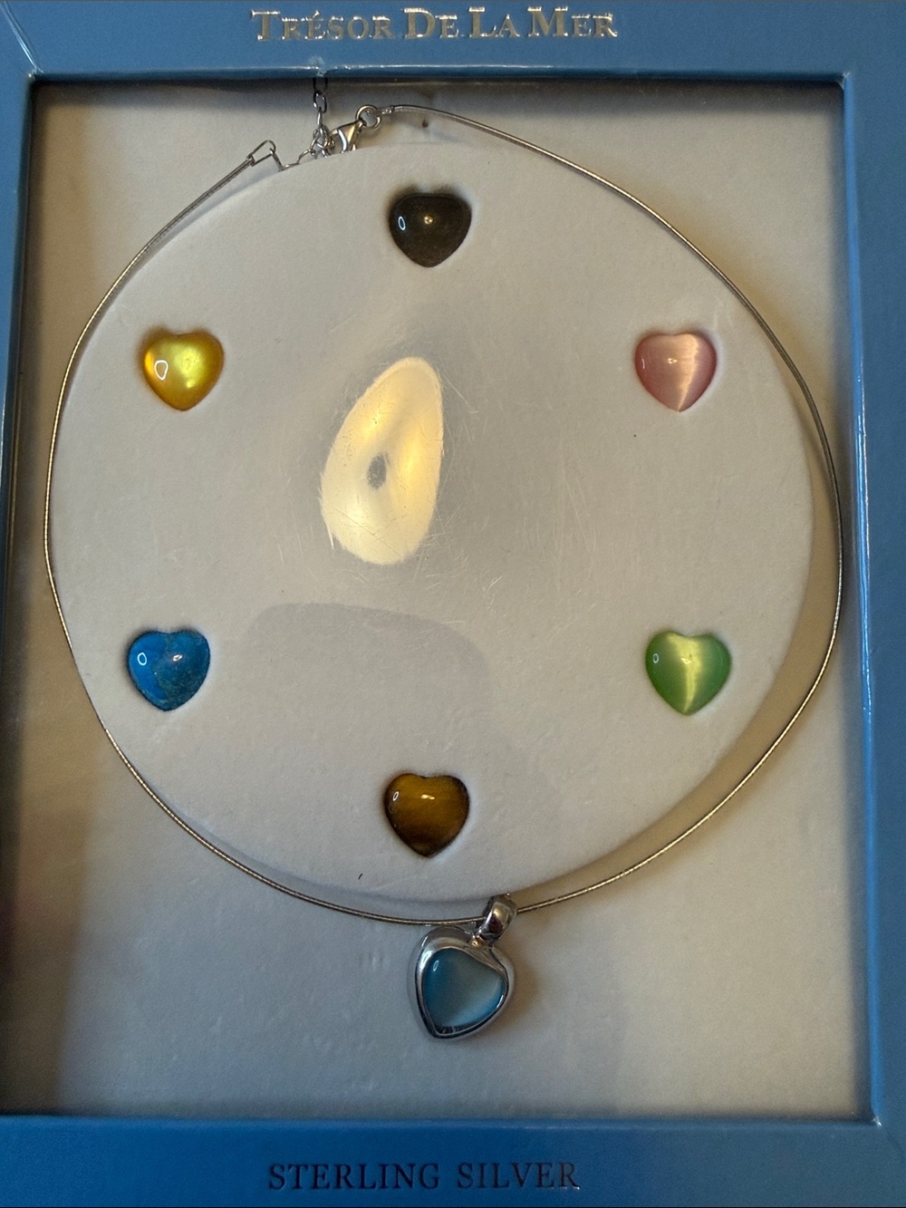 Sterling Silver Blue Heart Pendant Necklace